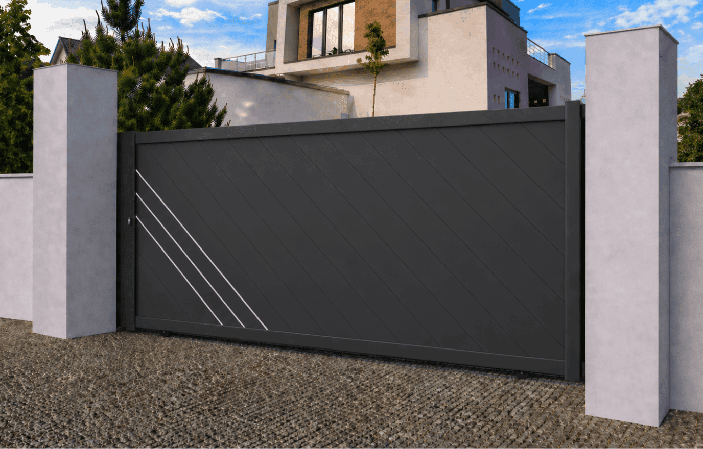 Portail coulissant aluminium manuel - Mykonos