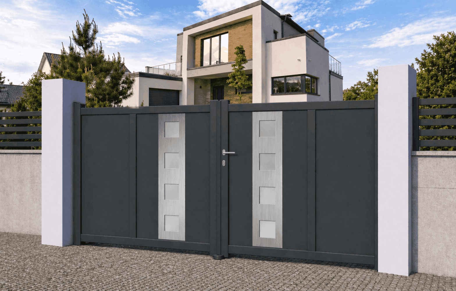 Portail battant aluminium vitré - Chypre