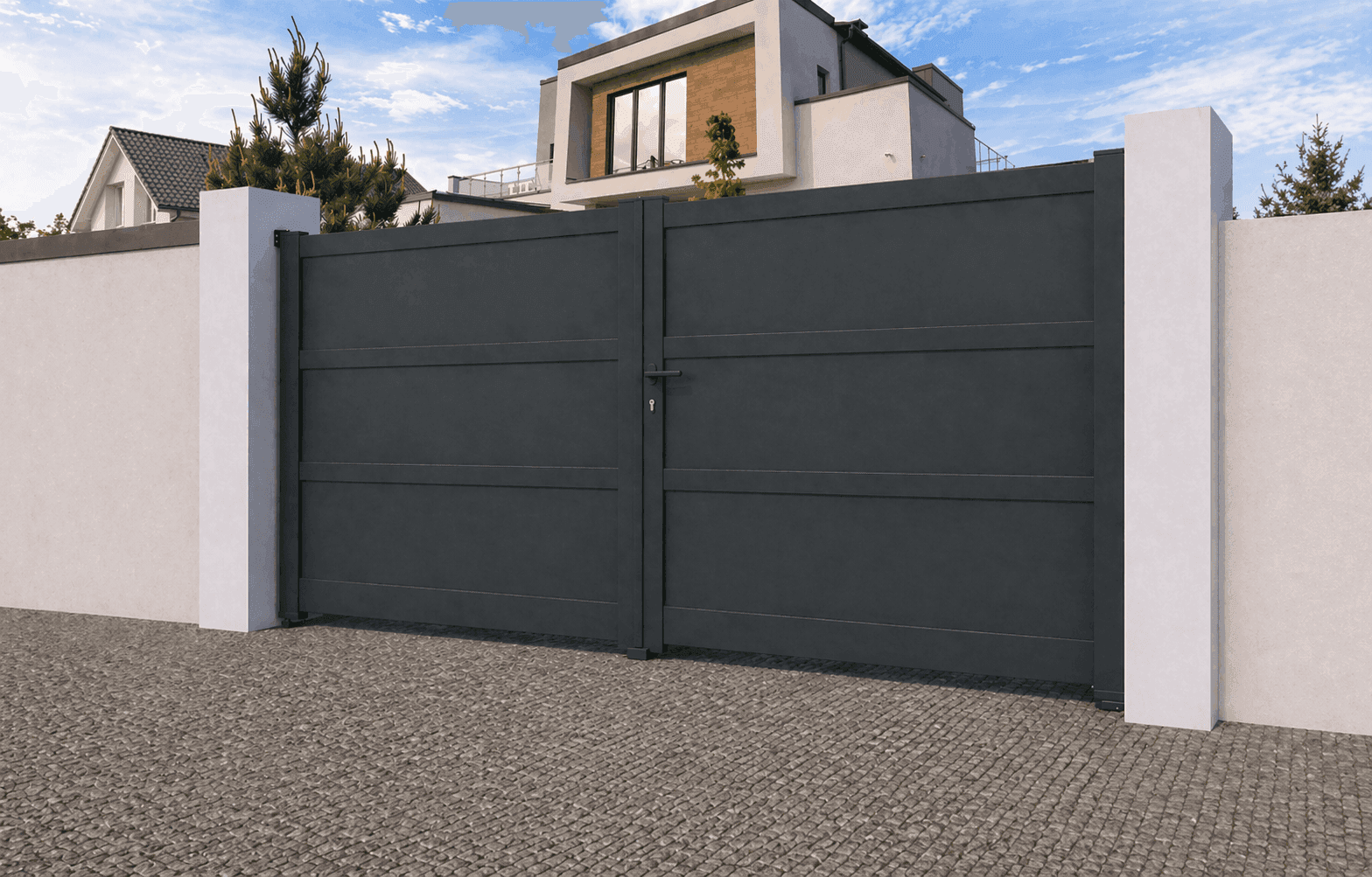 Portail battant aluminium plein - Guadeloupe