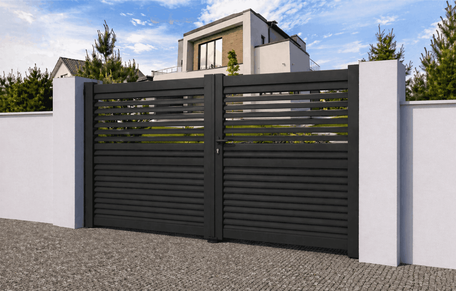 Portail battant aluminium manuel - Ibiza