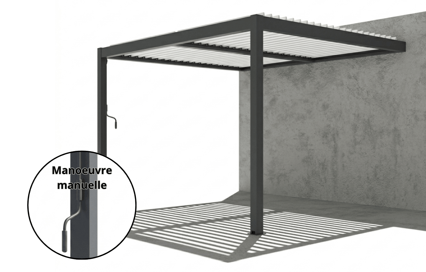 Pergola bioclimatique manuelle adossée - Ariel
