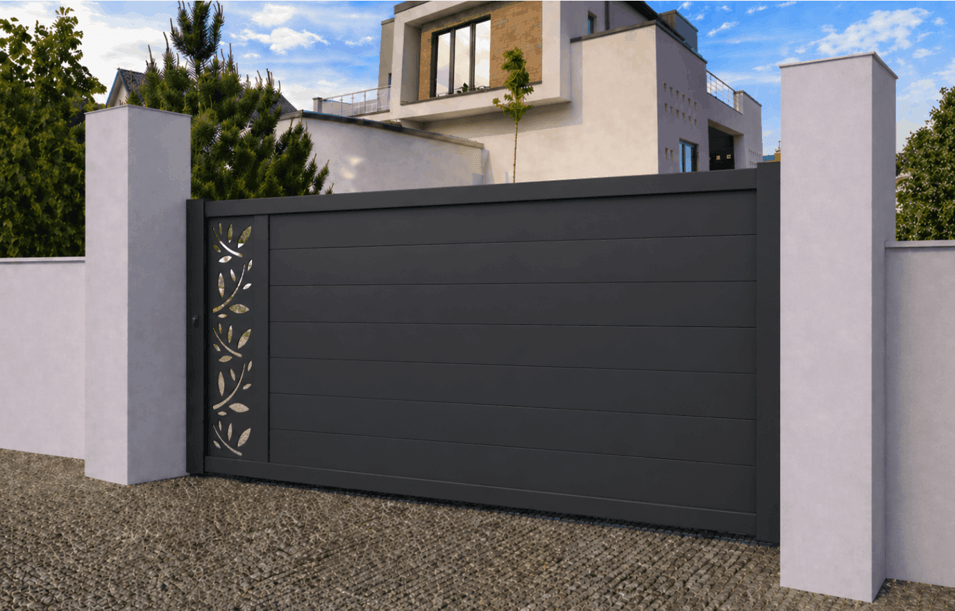 Portail coulissant aluminium manuel - Naxos