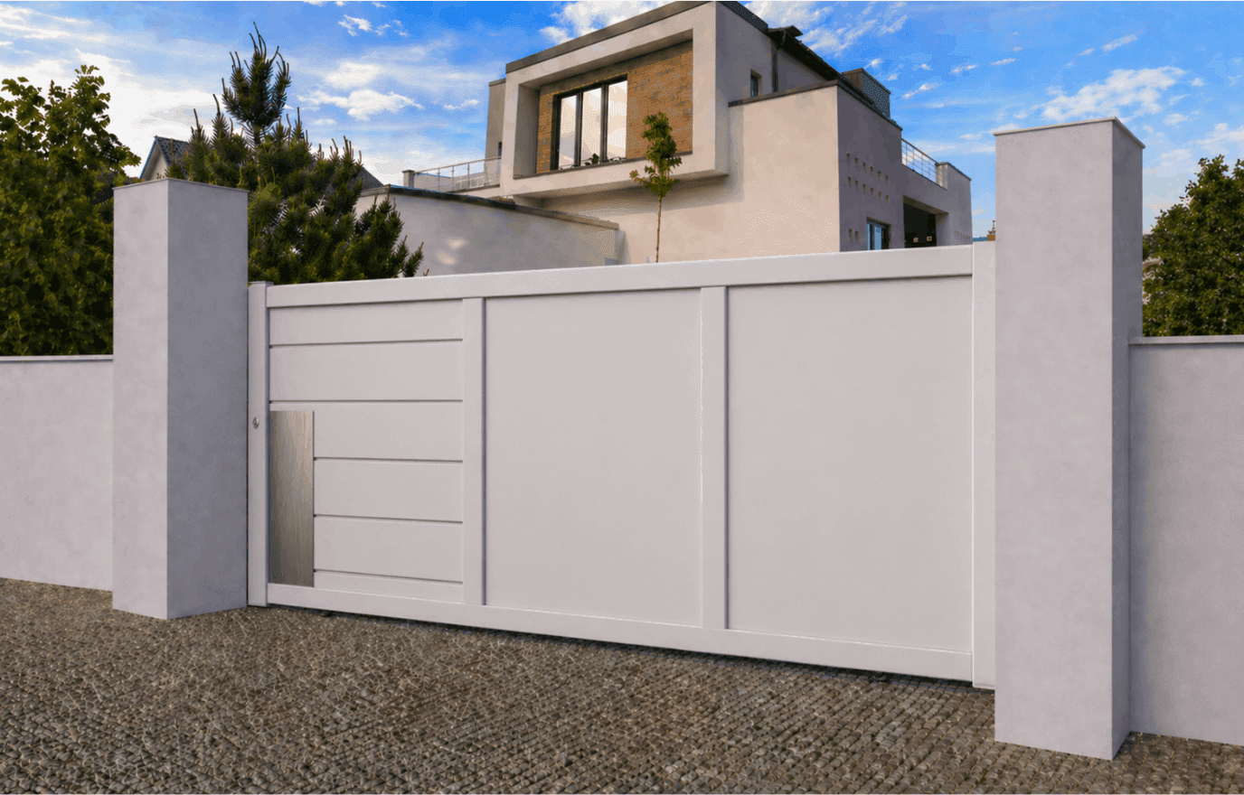 Portail coulissant aluminium plein alunox - Irlande
