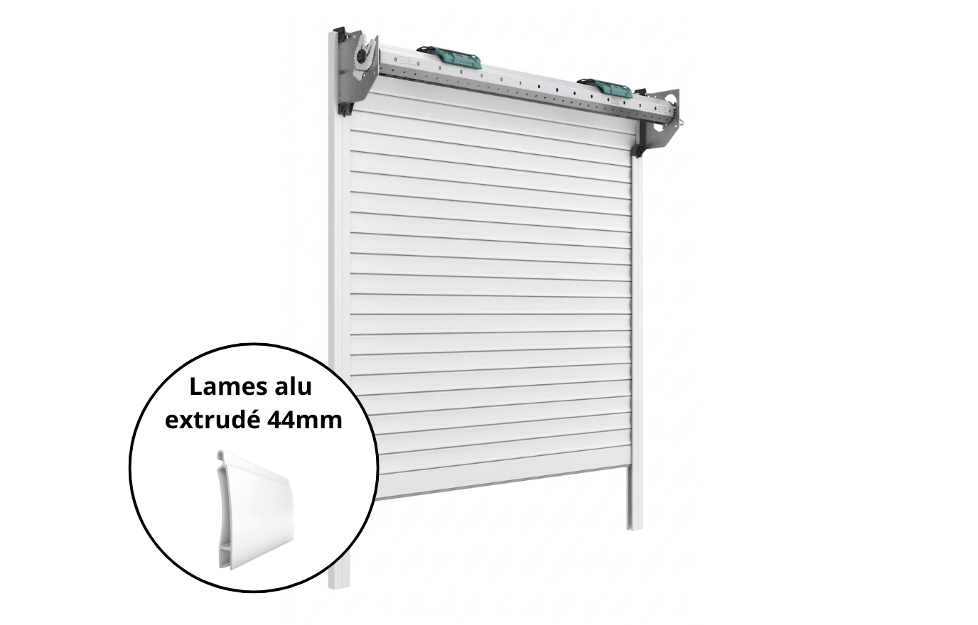 Volet Roulant à monter dans coffre tunnel - Lames en aluminium extrudé de 44mm