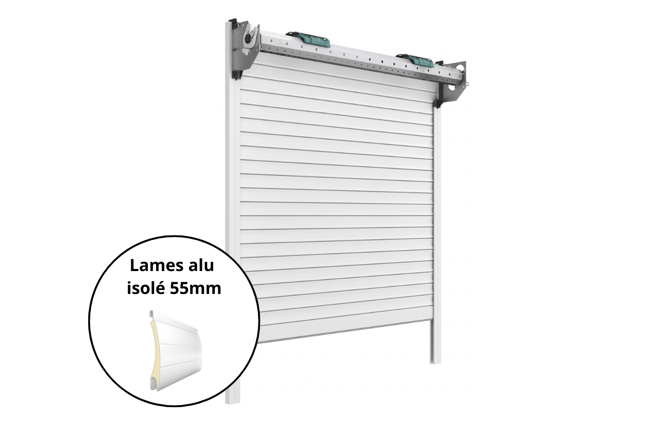 Volet Roulant à monter dans coffre tunnel - Lames en aluminium isolé de 55mm