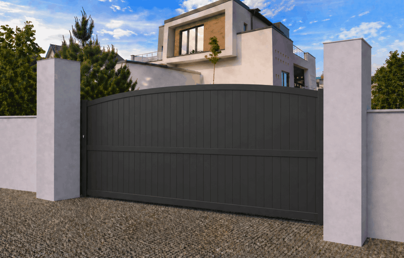 Portail coulissant aluminium plein - Island