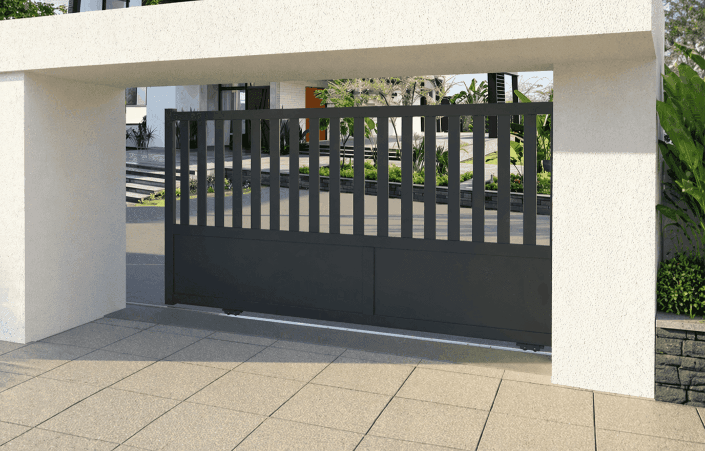 Portail coulissant aluminium motorisé - Canarie
