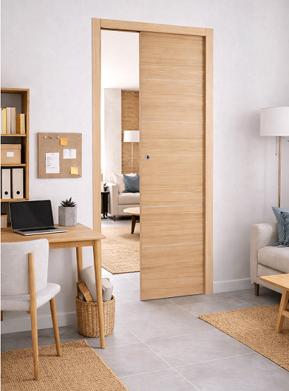 Porte coulissante à galandage TL07 – Intérieur avec cadre