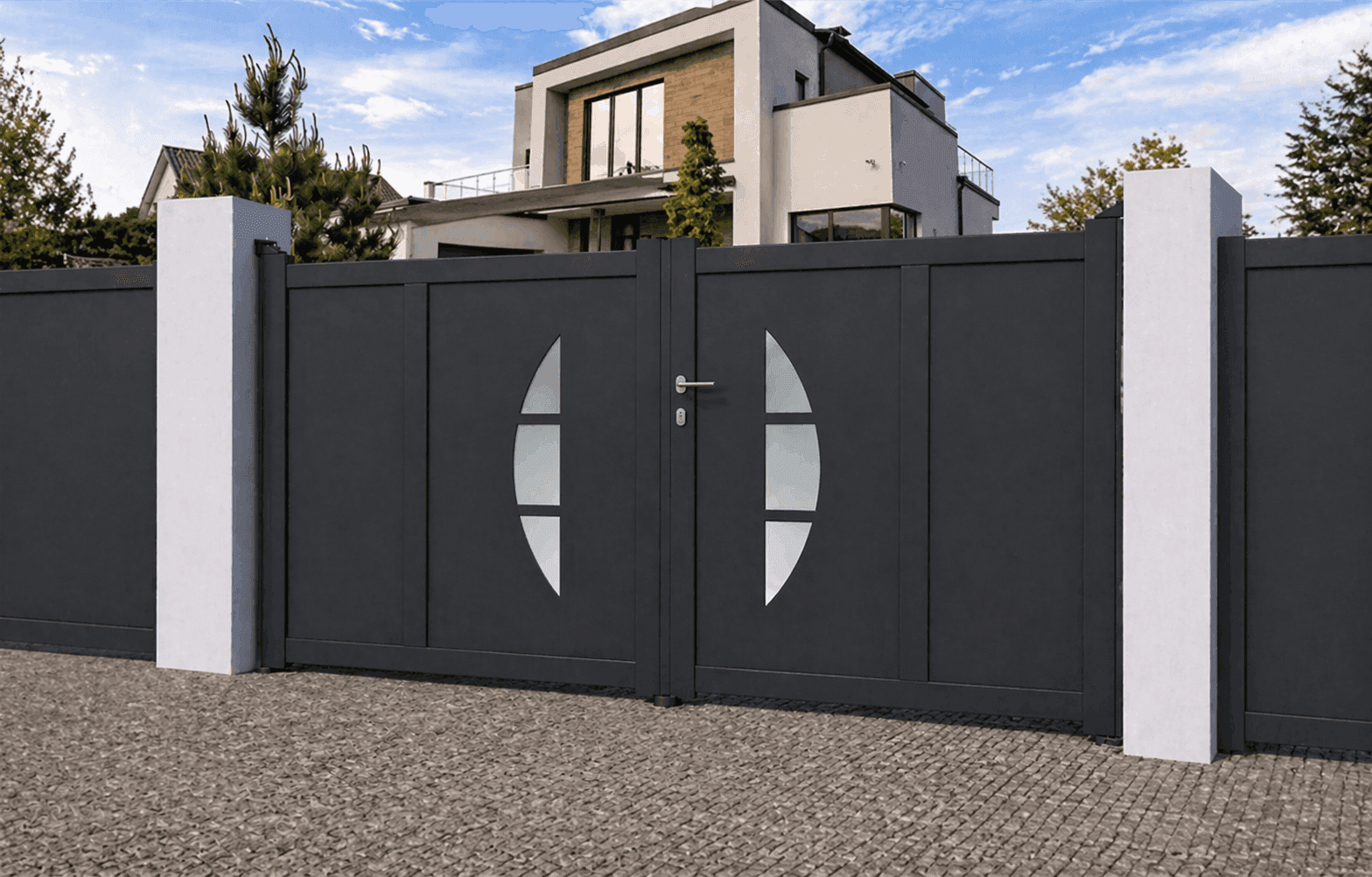 Portail battant aluminium vitré - Jersey