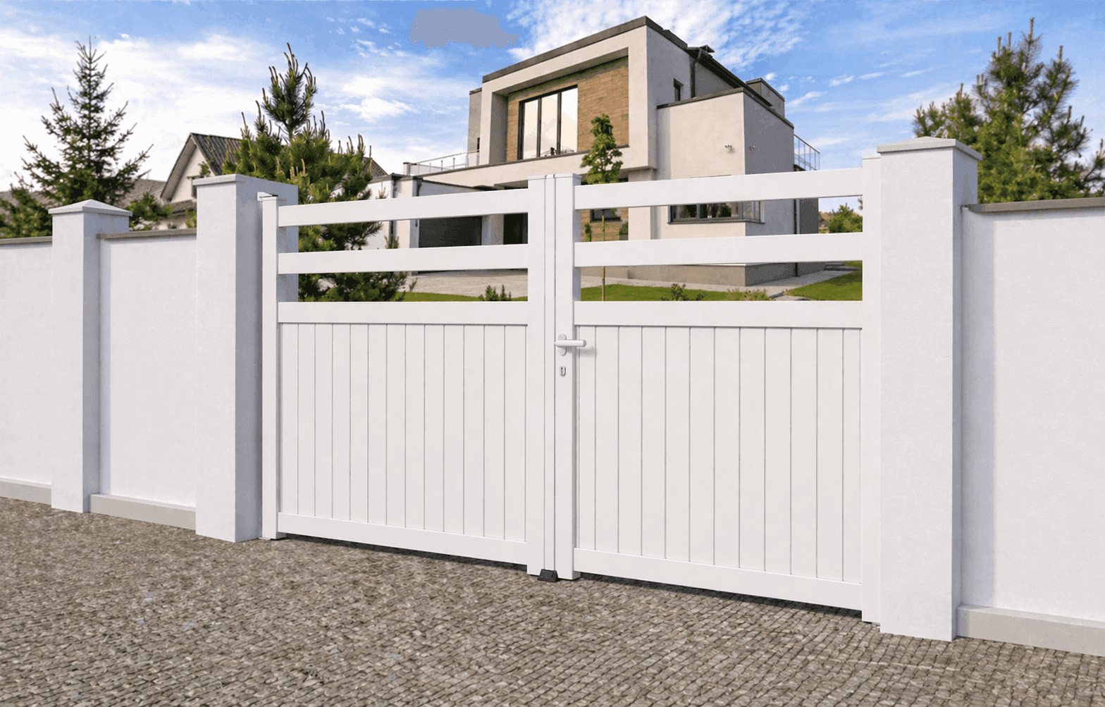Portail battant aluminium semi-ajouré - Corse