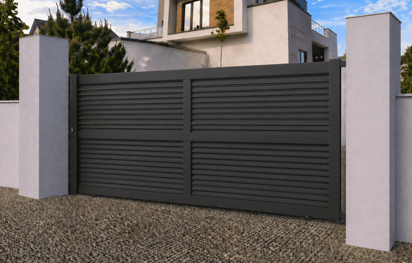 Portail coulissant aluminium manuel - Ibiza